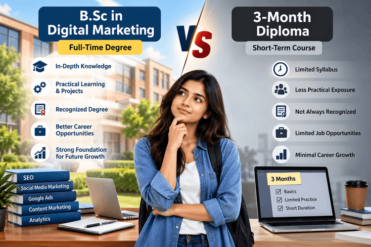 B.Sc in Digital Marketing vs 3-Month Diploma: Why a Full-Time Degree is Better in 2026